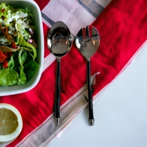 VNTG Serving Silverware Storehouse Artisan Server 2Pcs Stainless Steel SALAD SET - Picture 1 of 6